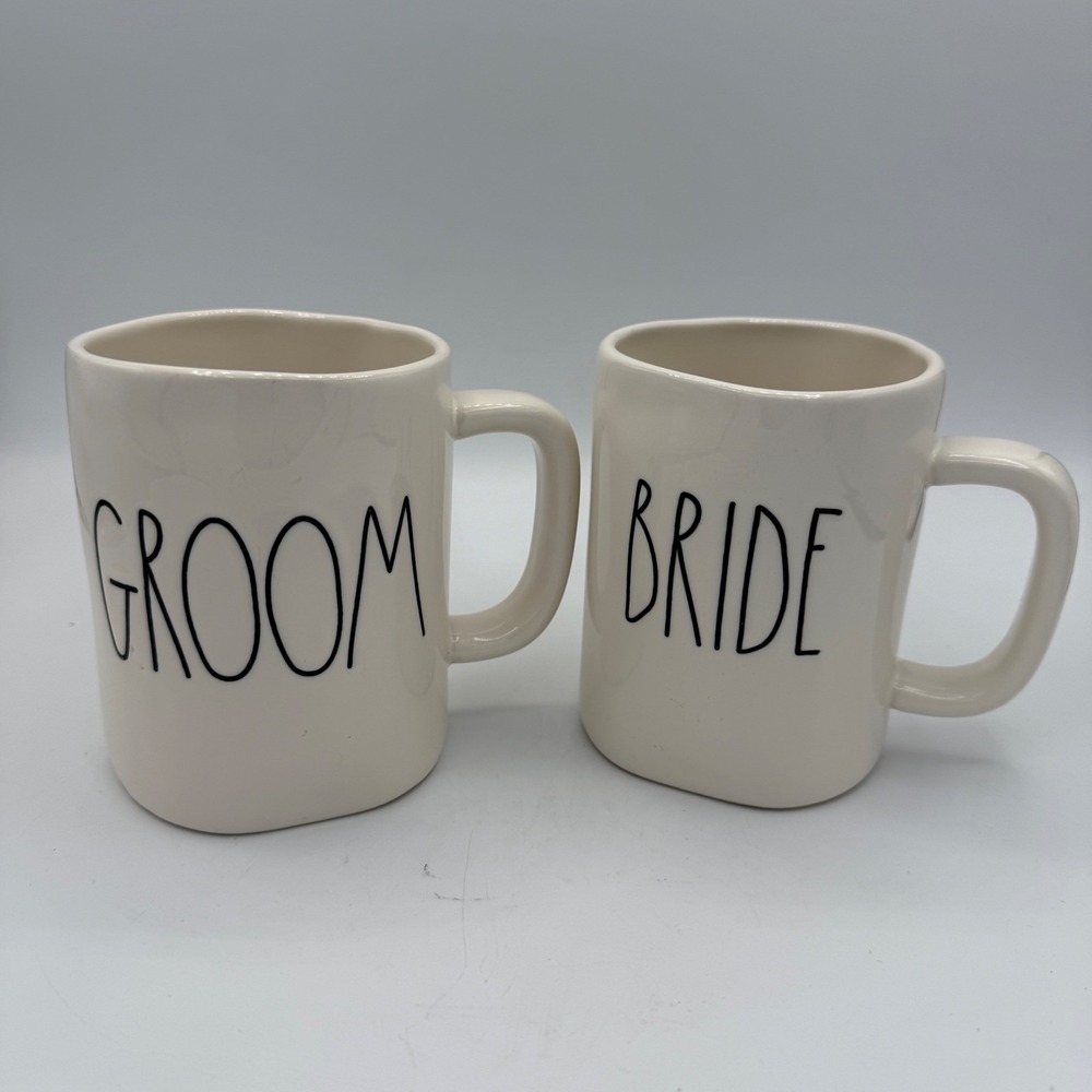 Bride & Groom Coffee Mug Cups Rae Dunn Artisan Collection Wedding Gift